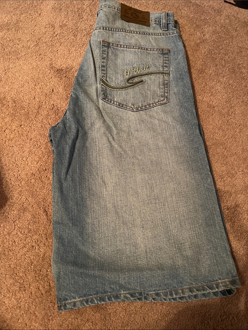 Men's Light Blue Denim Jean Shorts with Embroidered Back Pocket
